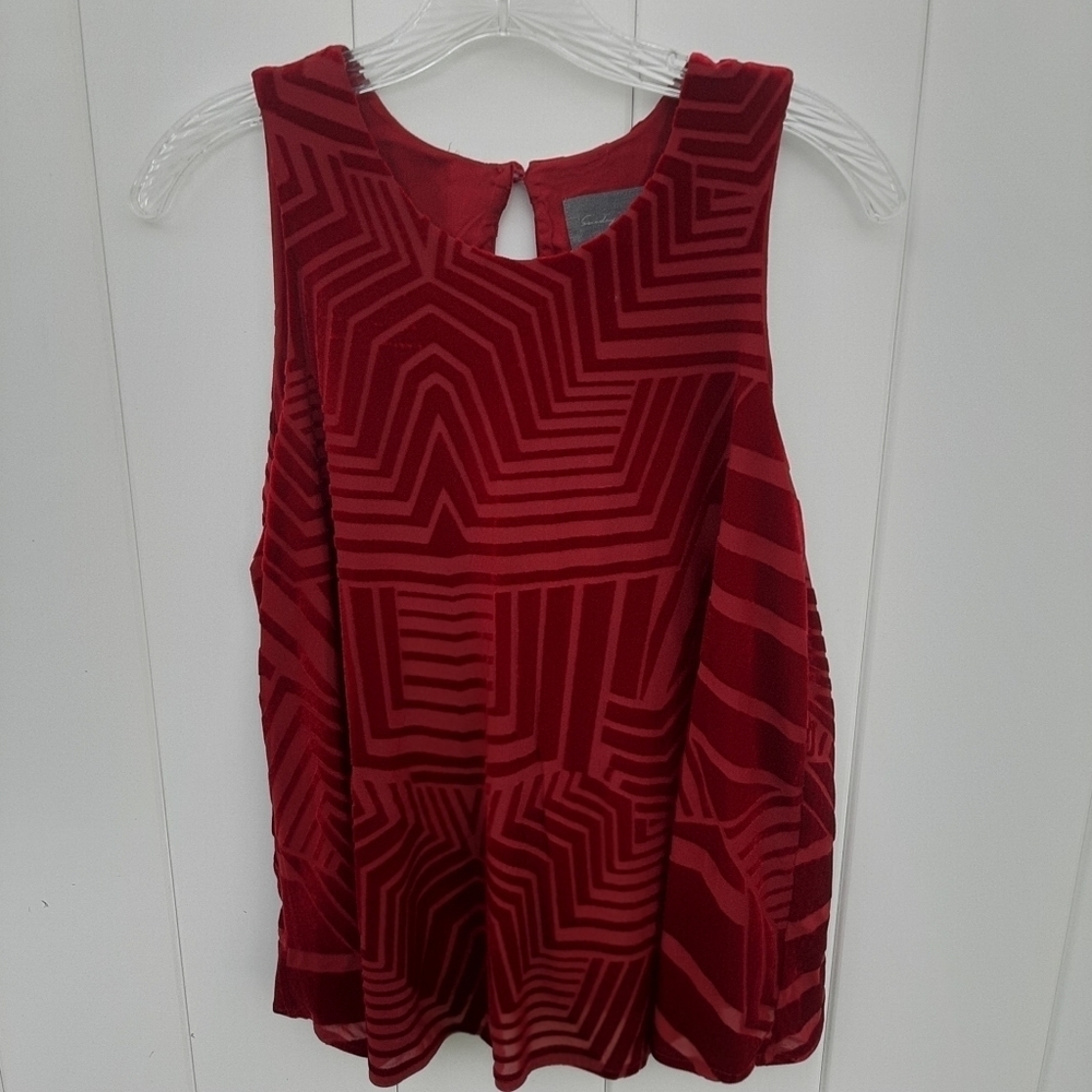 Anthropologie Sunday in Brooklyn Textured Red Velvet Tank Top Size S - Picture 3 of 11
